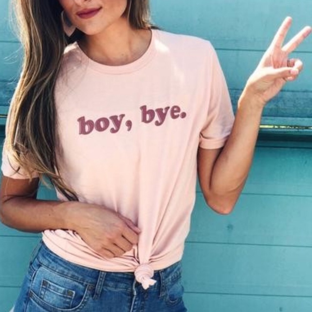 Boy, Bye Short Sleeve Pink Graphic Tee